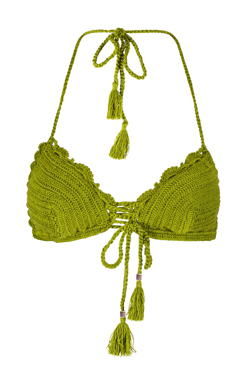 Mamadelta | El Zafiro Moss  Hand-Crocheted Bikini Top