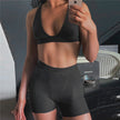 TG037  Hot Sale Women's V-Neck Sports 2 Piece Yoga Set Solid Color Custom Bra and Legging Yoga Wear