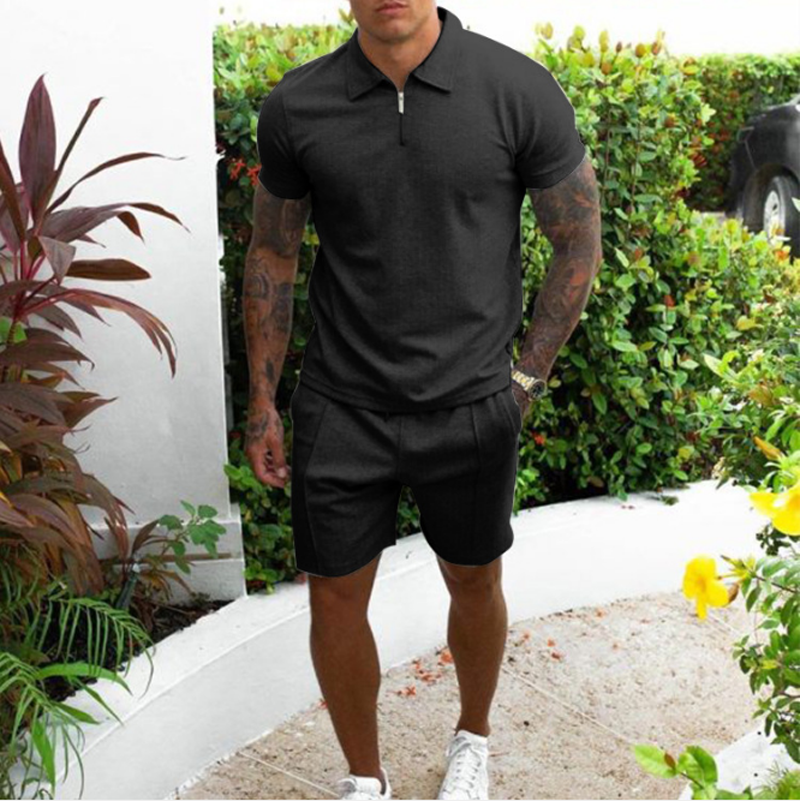 QC-067 Men's Casual T-Shirt & Shorts Set, Custom Logo, Tennis/Golf Sportswea