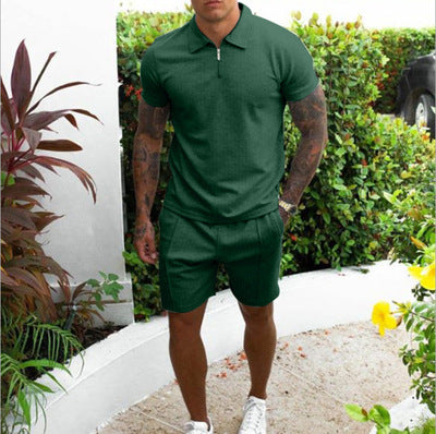 QC-067 Men's Casual T-Shirt & Shorts Set, Custom Logo, Tennis/Golf Sportswea