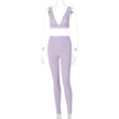 TG037  Hot Sale Women's V-Neck Sports 2 Piece Yoga Set Solid Color Custom Bra and Legging Yoga Wear