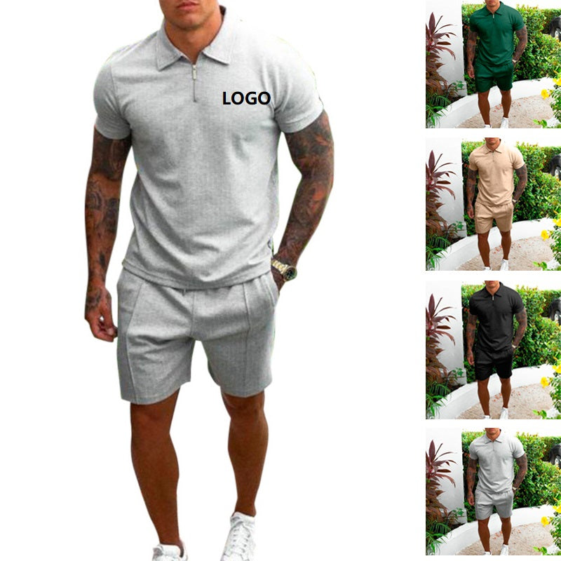 QC-067 Men's Casual T-Shirt & Shorts Set, Custom Logo, Tennis/Golf Sportswea