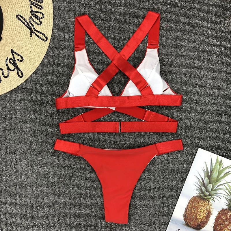 Adjustable Bandage Thong Bikini Set - Swimsuit for Women in Multiple Colors