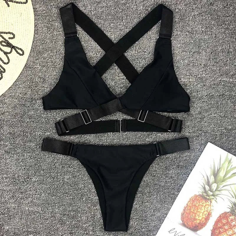 Adjustable Bandage Thong Bikini Set - Swimsuit for Women in Multiple Colors