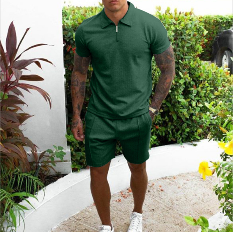 QC-067 Men's Casual T-Shirt & Shorts Set, Custom Logo, Tennis/Golf Sportswea