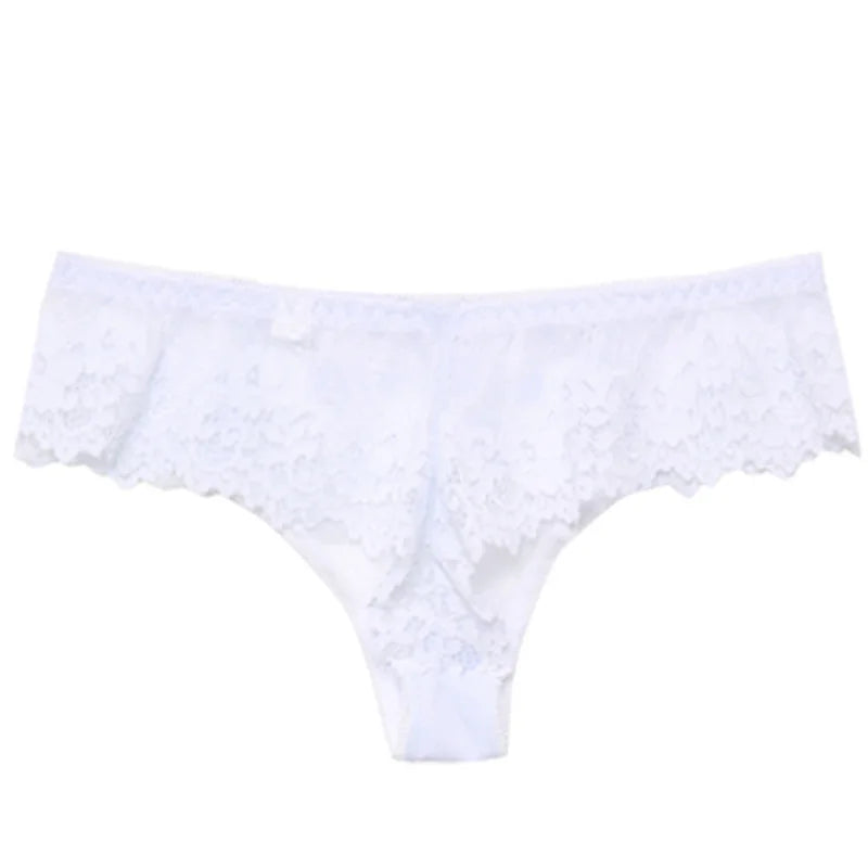 Sensual Lace Embroidered Thong – Temptation Low-Waist, Transparent Design