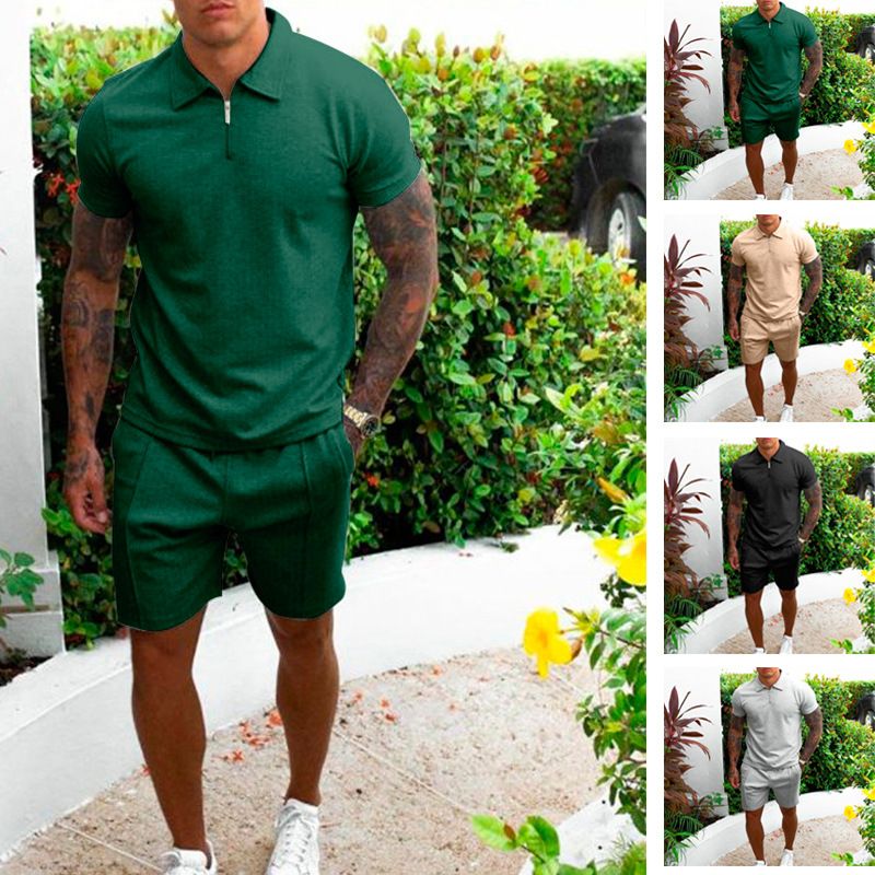 QC-067 Men's Casual T-Shirt & Shorts Set, Custom Logo, Tennis/Golf Sportswea