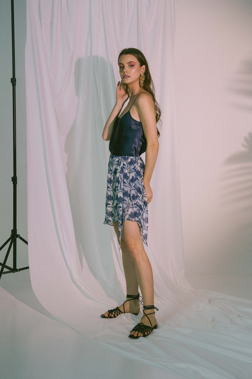 Ladder of Love Mini Skirt in Ink Blue