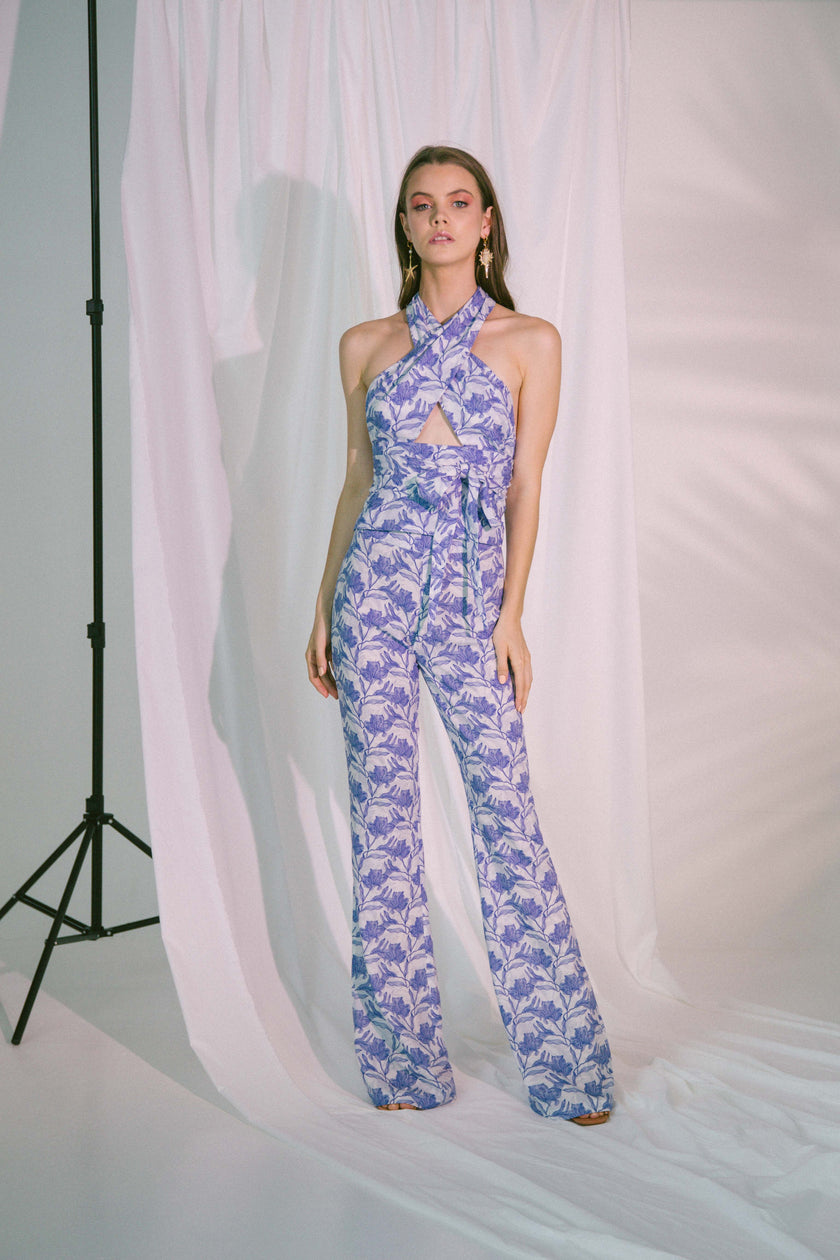 Plato Trousers in Blue Biro Floral Print