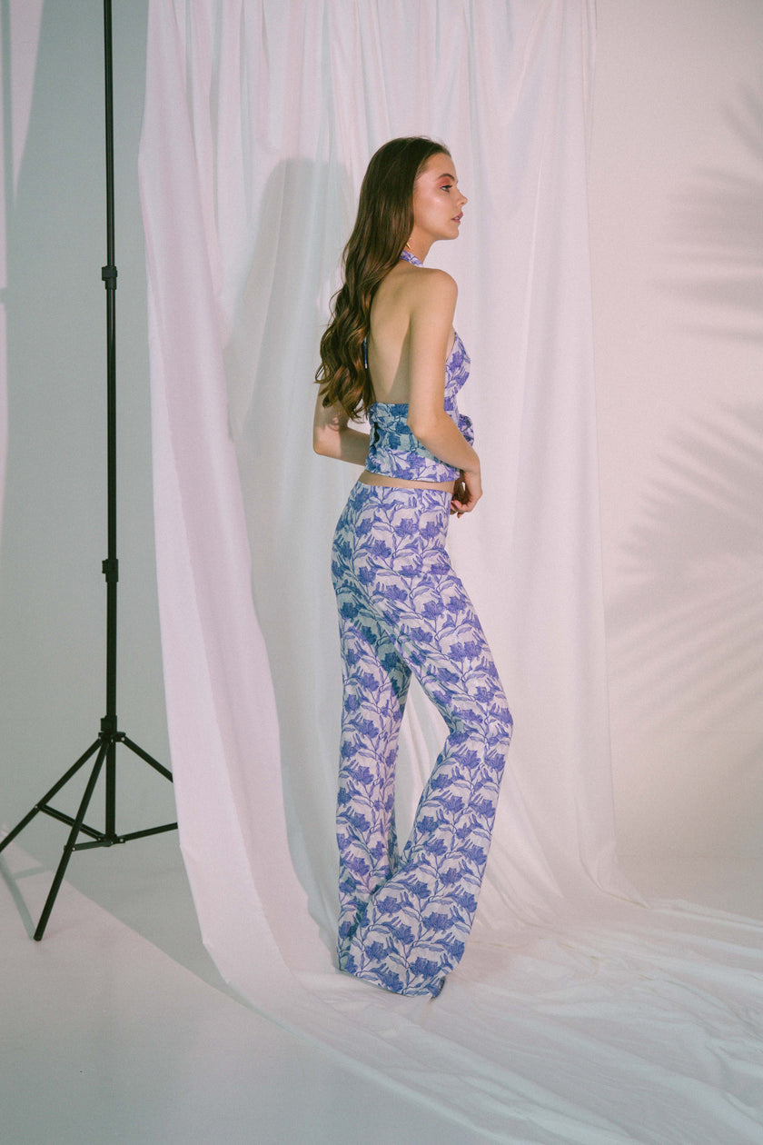 Plato Trousers in Blue Biro Floral Print