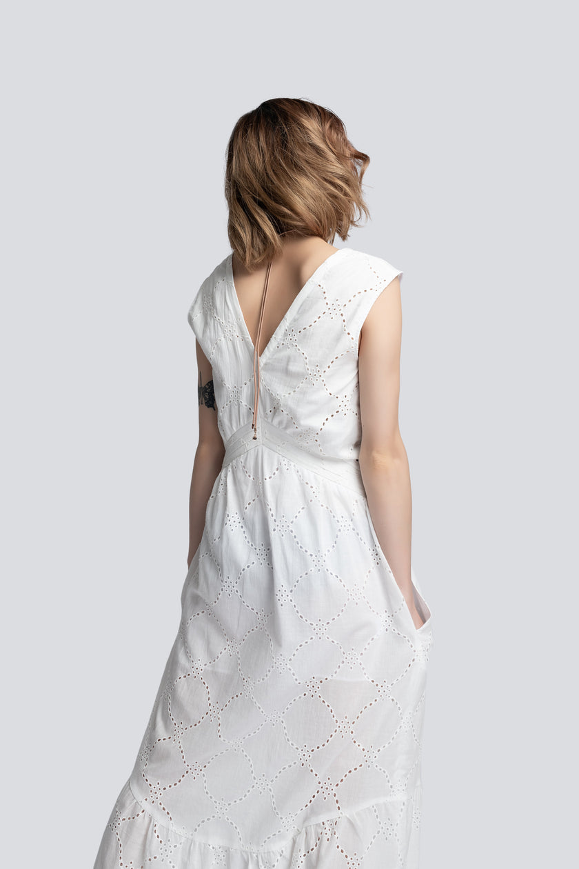 Kayla Tiered Dress in White