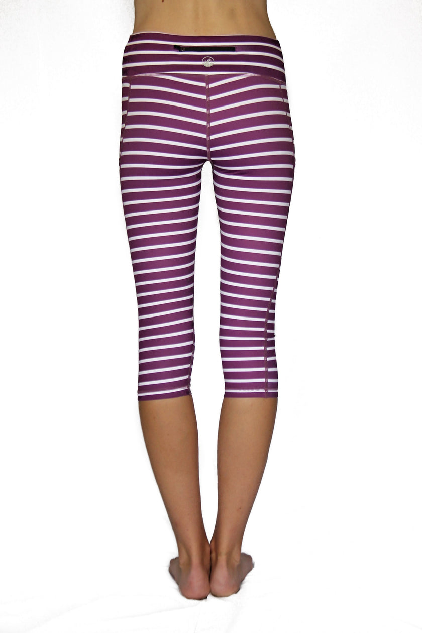 Dark Purple and White Stripe - Pocket Capri
