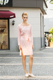 Cream Marshmallow Faux Suede Dress in Rose Petal Pink