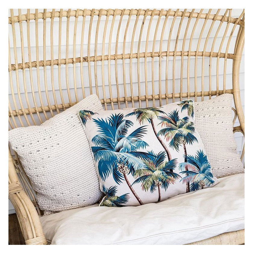 Cushion Cover-With Piping-Palm Trees Natural-60cm X 60cm