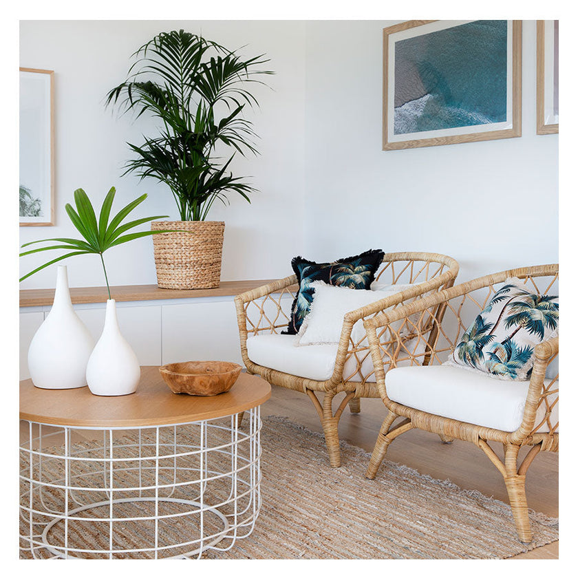Cushion Cover-Coastal Fringe-Palm Trees Natural-45cm X 45cm