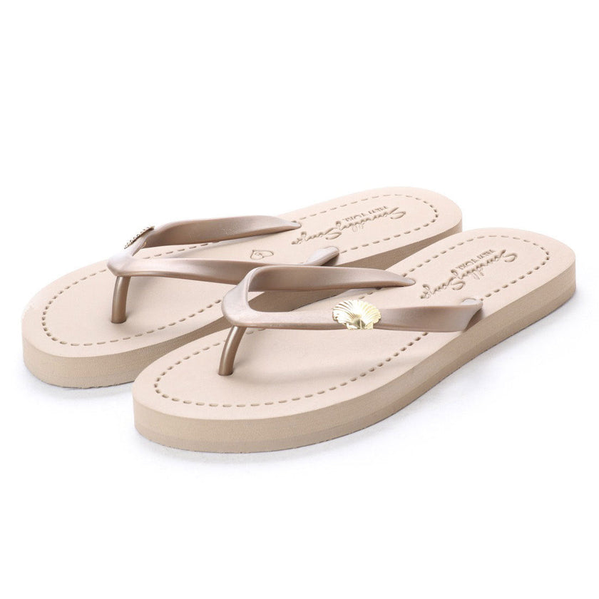 Gold Shell- Big Kids Flip Flops Sandal With Studs Charm for Girls