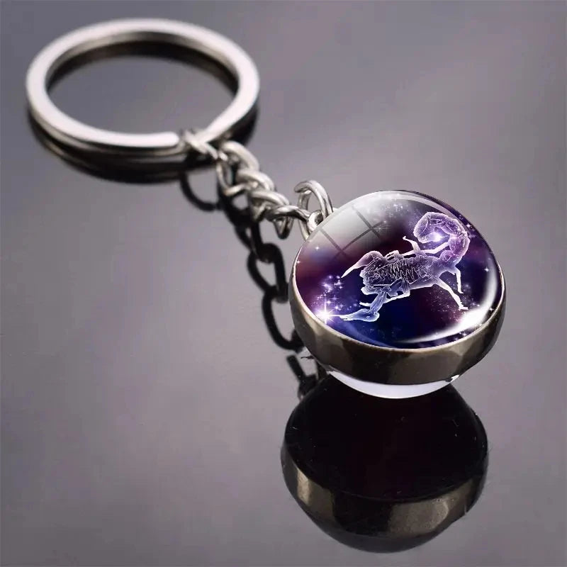 12 Constellation Keychain with Luminous Time Stone Pendant - Creative Fashion Accessory Gift