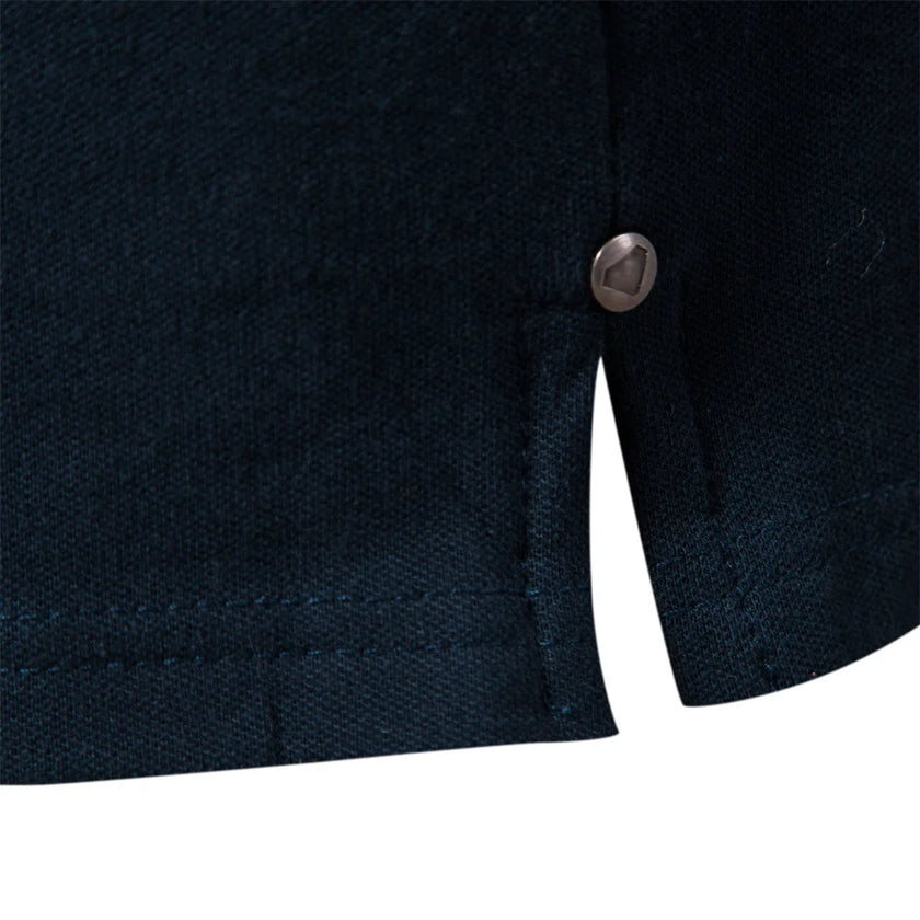 Men's Cotton Short Sleeve Striped Contrast Polo Shirts - High Quality