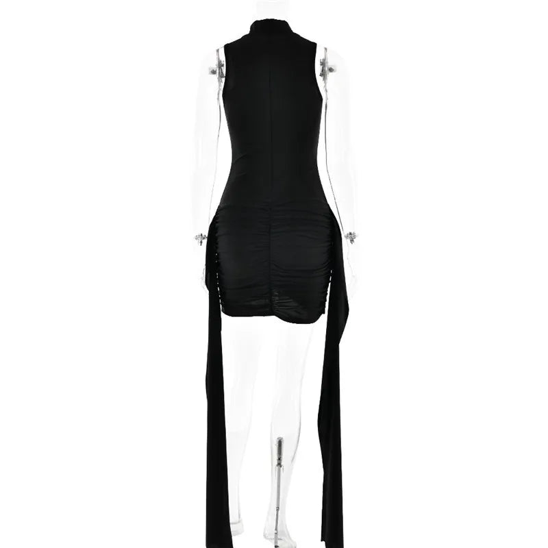 Turtleneck Sleeveless  Mini Dress