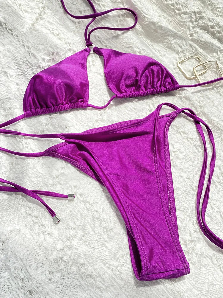 Push-Up Bikini Set: Solid Color Swimsuit, Sexy Beachwear