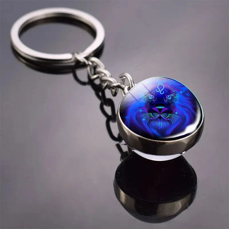12 Constellation Keychain with Luminous Time Stone Pendant - Creative Fashion Accessory Gift