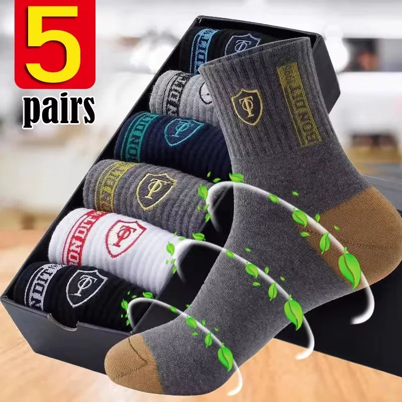10pairs Breathable Cotton Sports Stockings Men Bamboo Fiber Autumn and Winter Men Socks Sweat Absorption Deodorant Business Sox