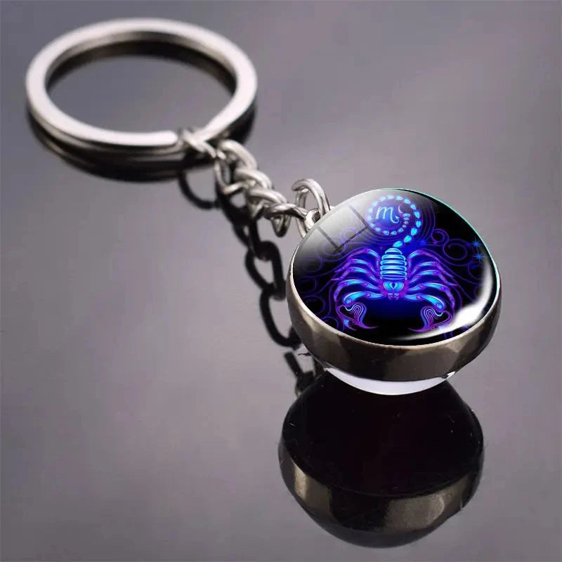 12 Constellation Keychain with Luminous Time Stone Pendant - Creative Fashion Accessory Gift