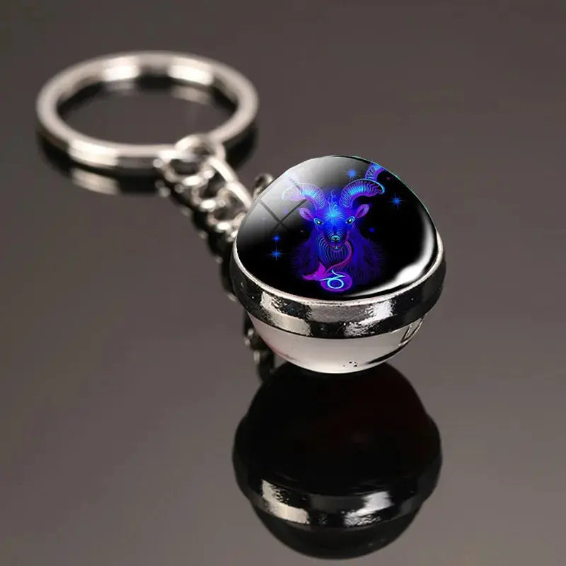 12 Constellation Keychain with Luminous Time Stone Pendant - Creative Fashion Accessory Gift