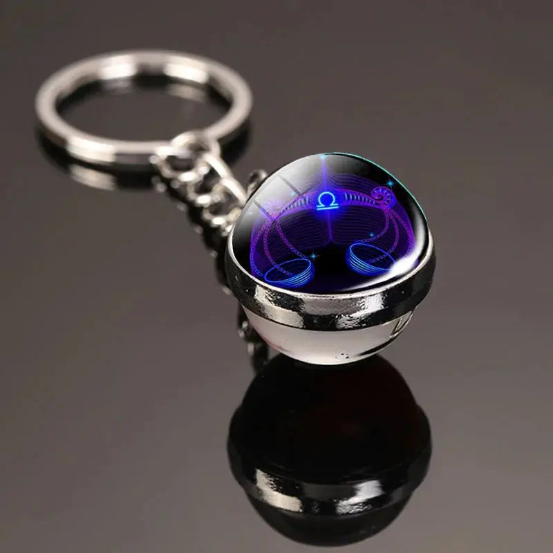 12 Constellation Keychain with Luminous Time Stone Pendant - Creative Fashion Accessory Gift