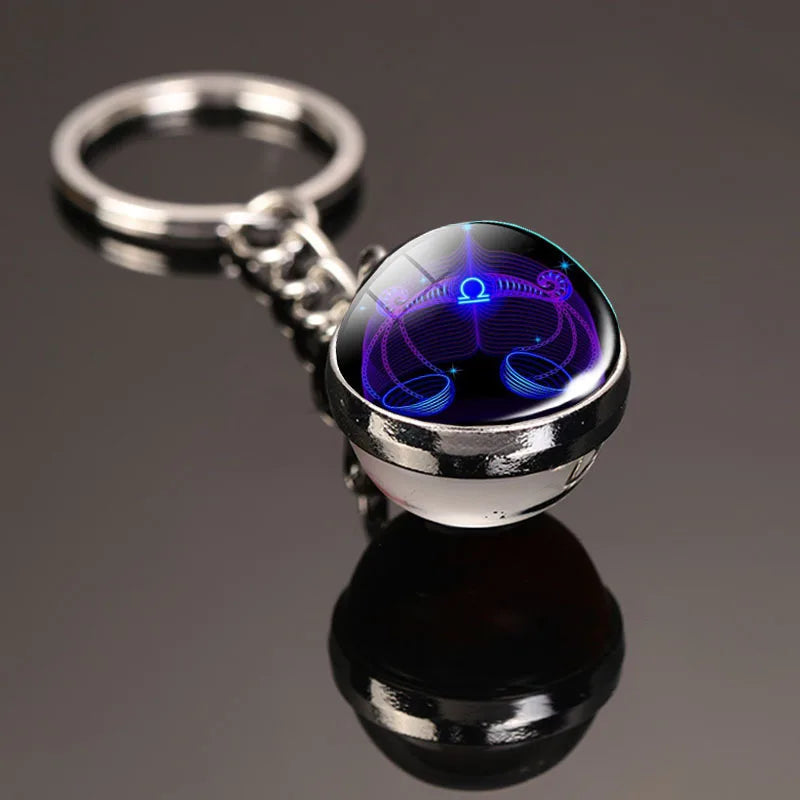 12 Constellation Keychain with Luminous Time Stone Pendant - Creative Fashion Accessory Gift