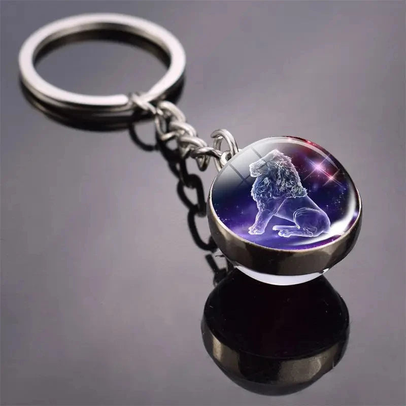 12 Constellation Keychain with Luminous Time Stone Pendant - Creative Fashion Accessory Gift
