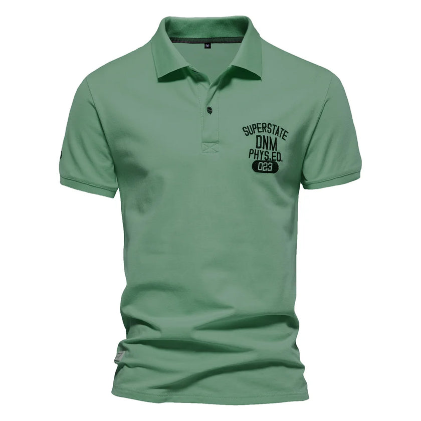 Men's Cotton Short Sleeve Striped Contrast Polo Shirts - High Quality