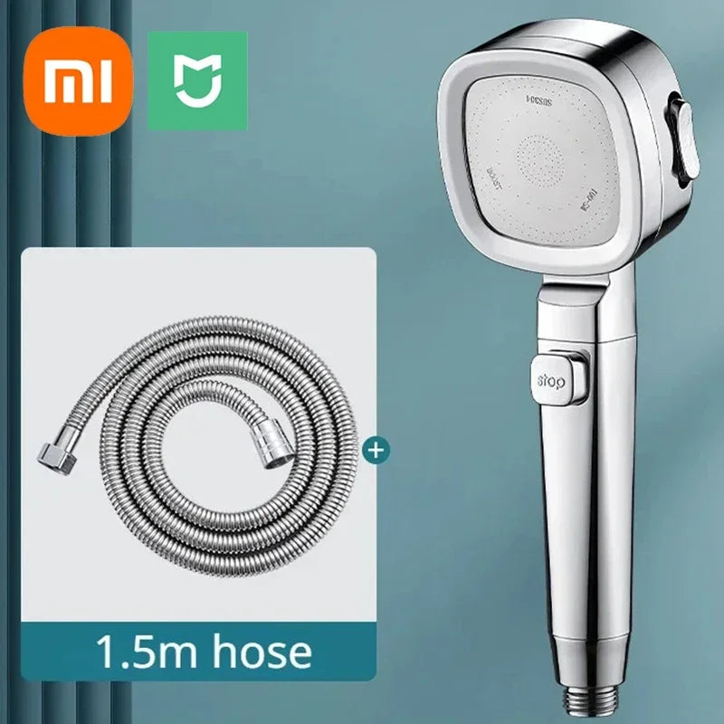 High Pressure 3 Modes Adjustable One-Key Stop Water Shower Head Massage Sprayer