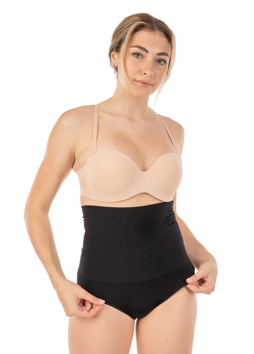 Seamless Hi-Waist Shaper With Thong Bottom Black