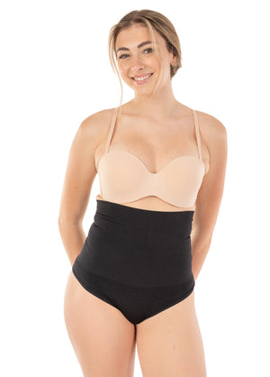 Seamless Hi-Waist Shaper With Thong Bottom Black