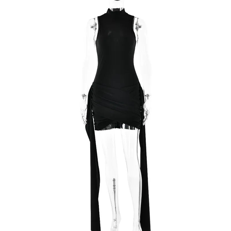 Turtleneck Sleeveless  Mini Dress