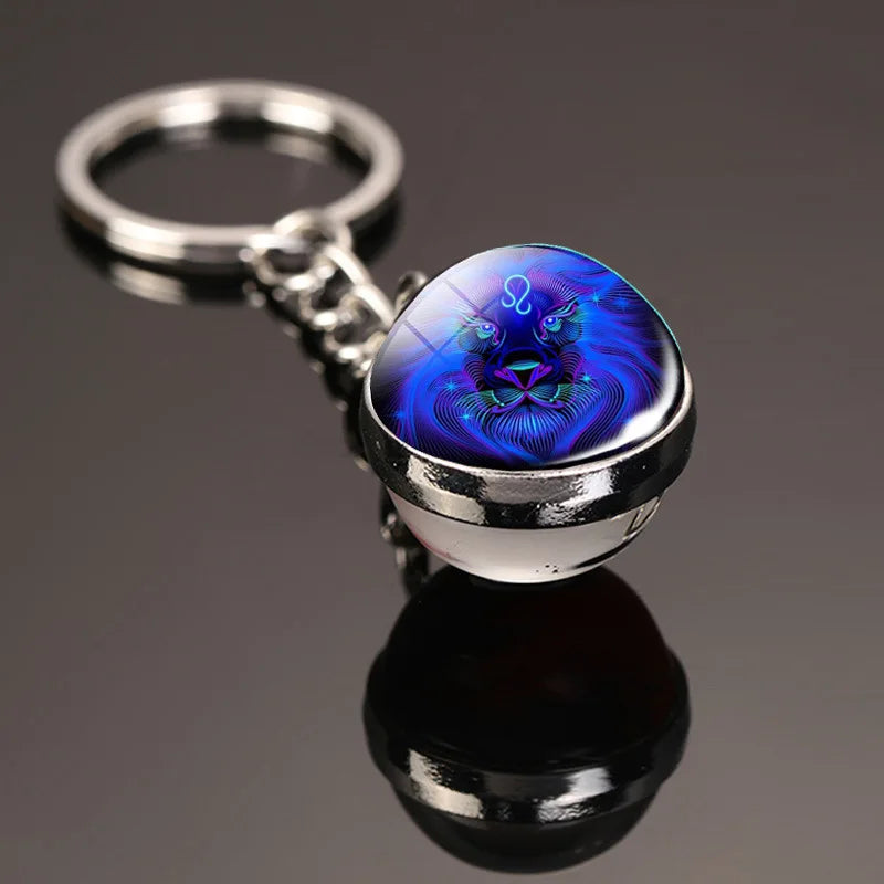 12 Constellation Keychain with Luminous Time Stone Pendant - Creative Fashion Accessory Gift