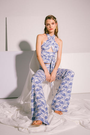 Plato Trousers in Blue Biro Floral Print