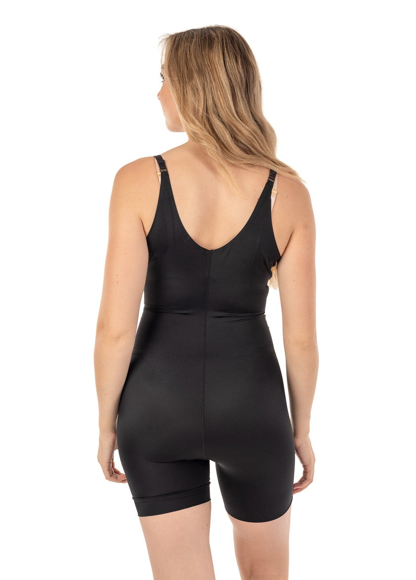 Wear Your Own Bra Bodysuit Shaper With Targeted Double Front Panel Black