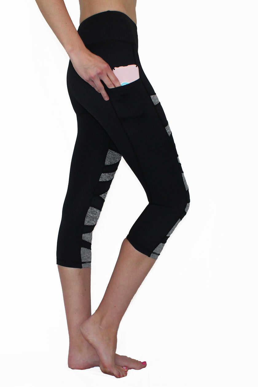 Black and Gray Weave - Pocket Capri
