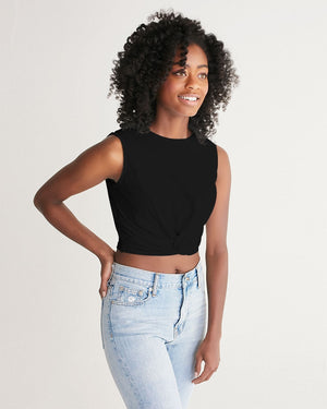 Black Twist-Front Crop Tank