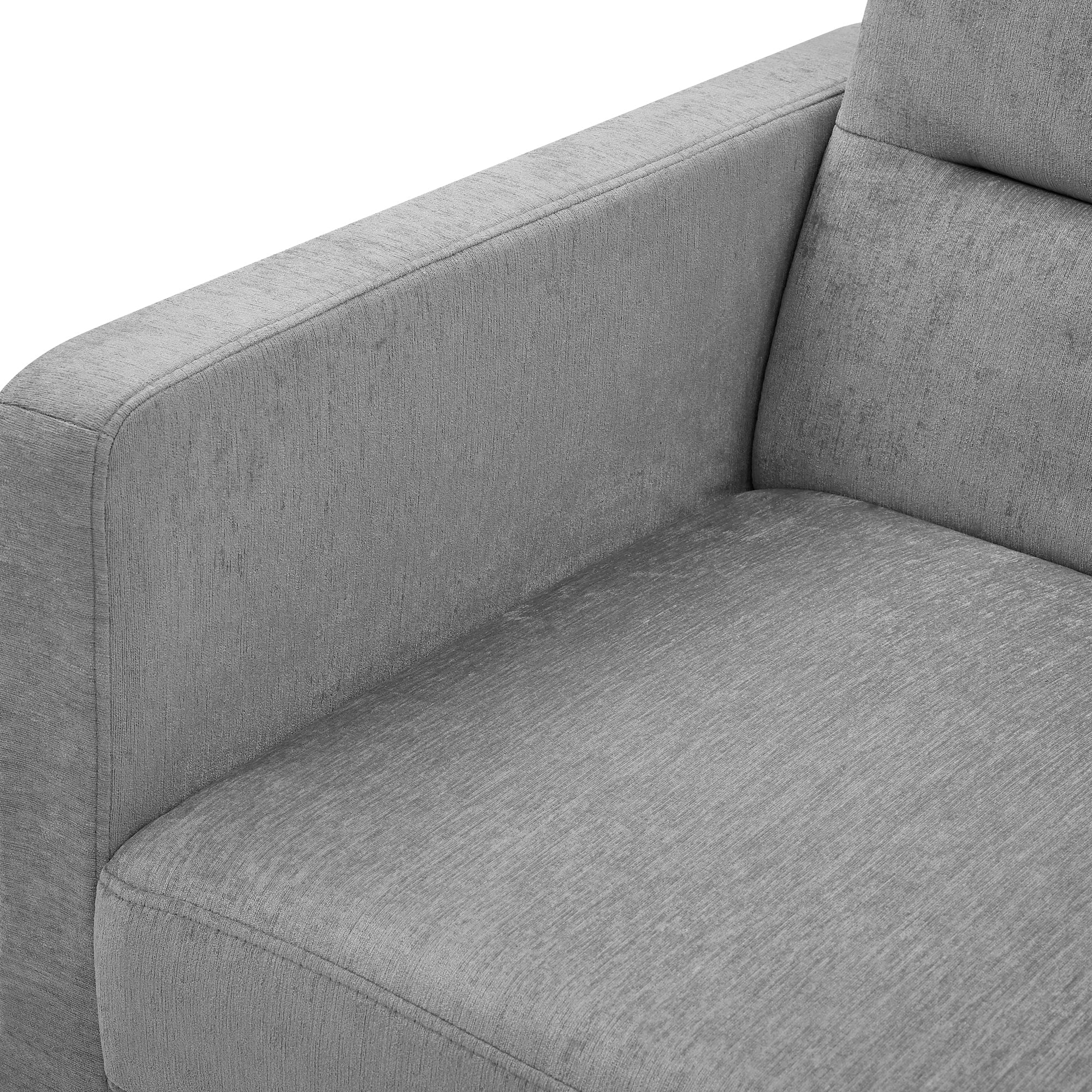 Grey Loveseat Sofa Bed with Pull-Out, Adjustable Back & Arm Pockets