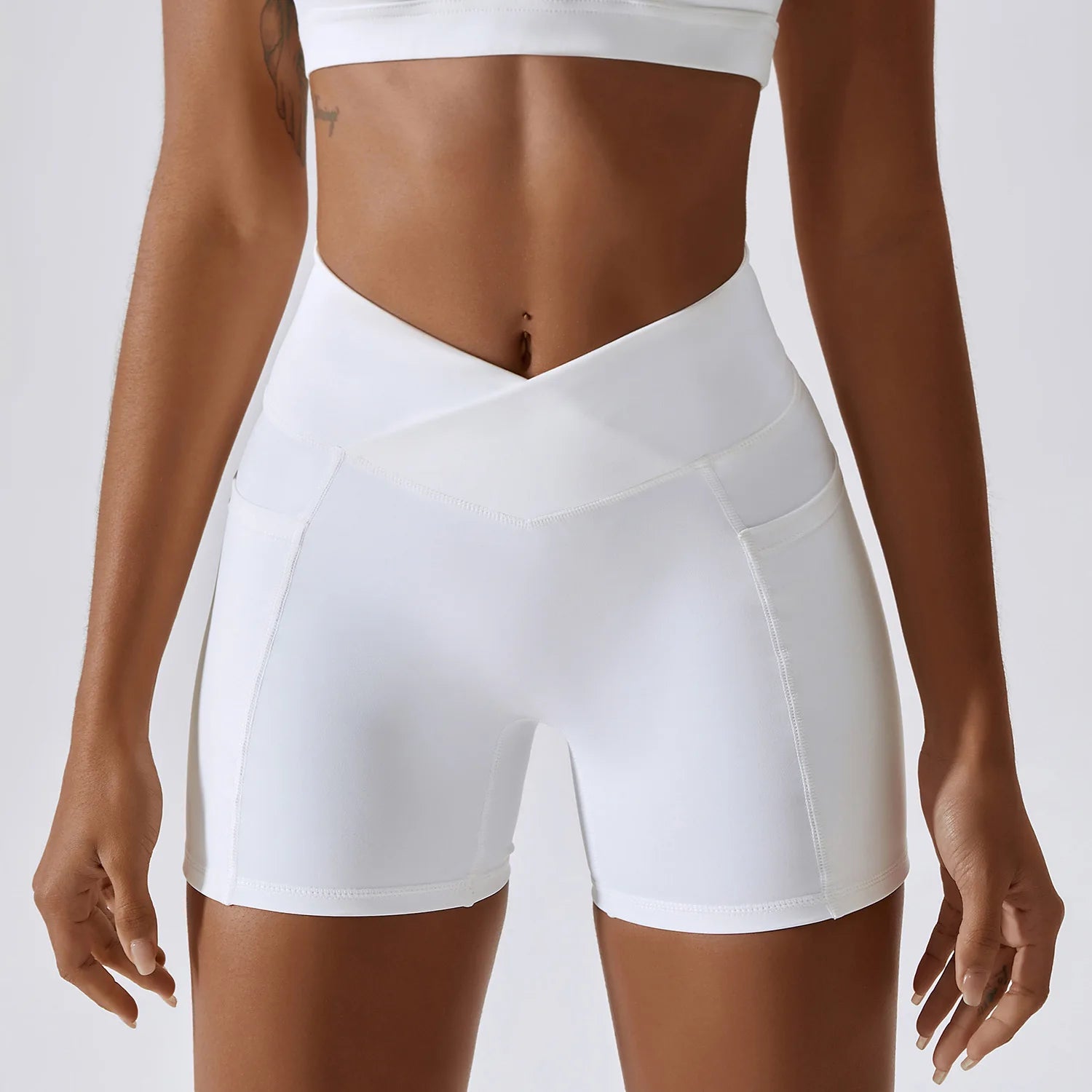 Nude Feel High-Waist Yoga Shorts with Pockets for Women