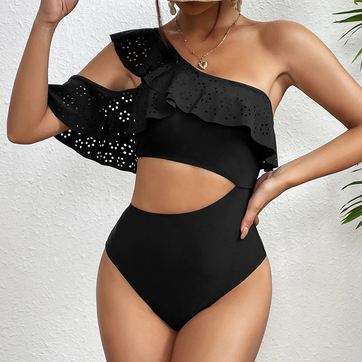 Monokini imprimé à volants – Maillot de bain une pièce rembourré pour vêtements de plage d'été