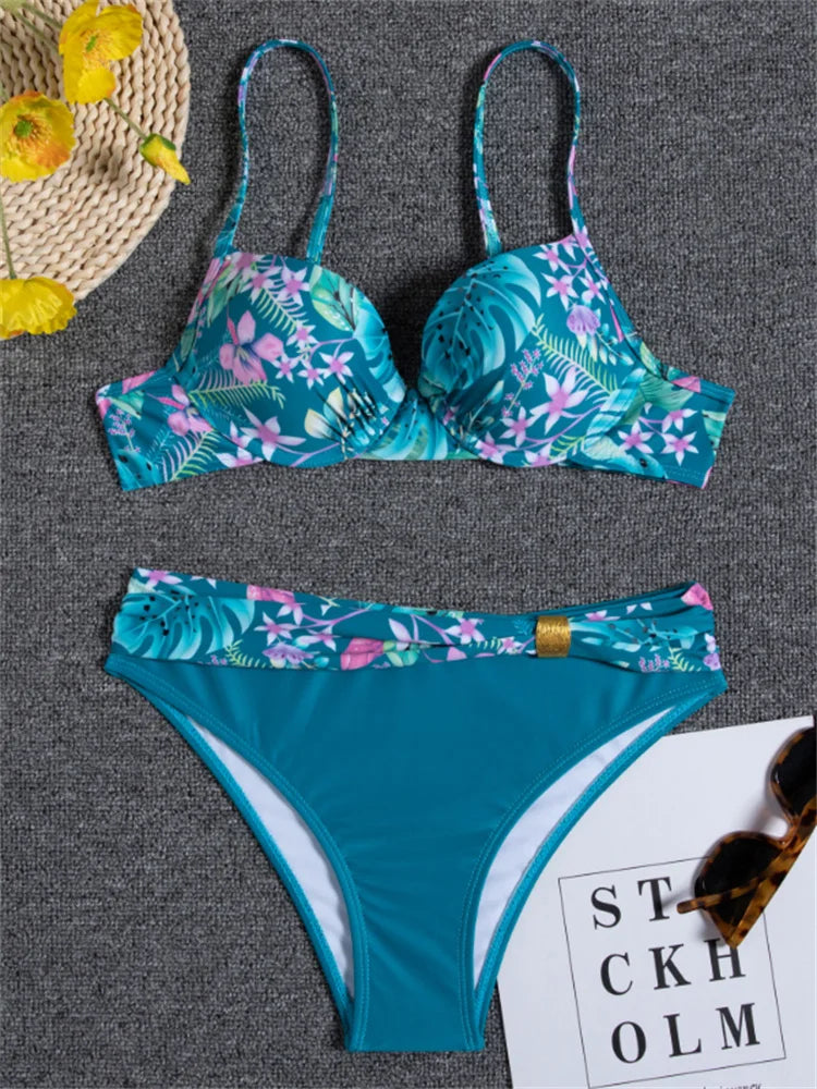 Printed Push-Up Bikini Set - Brazilian Summer Beachwear