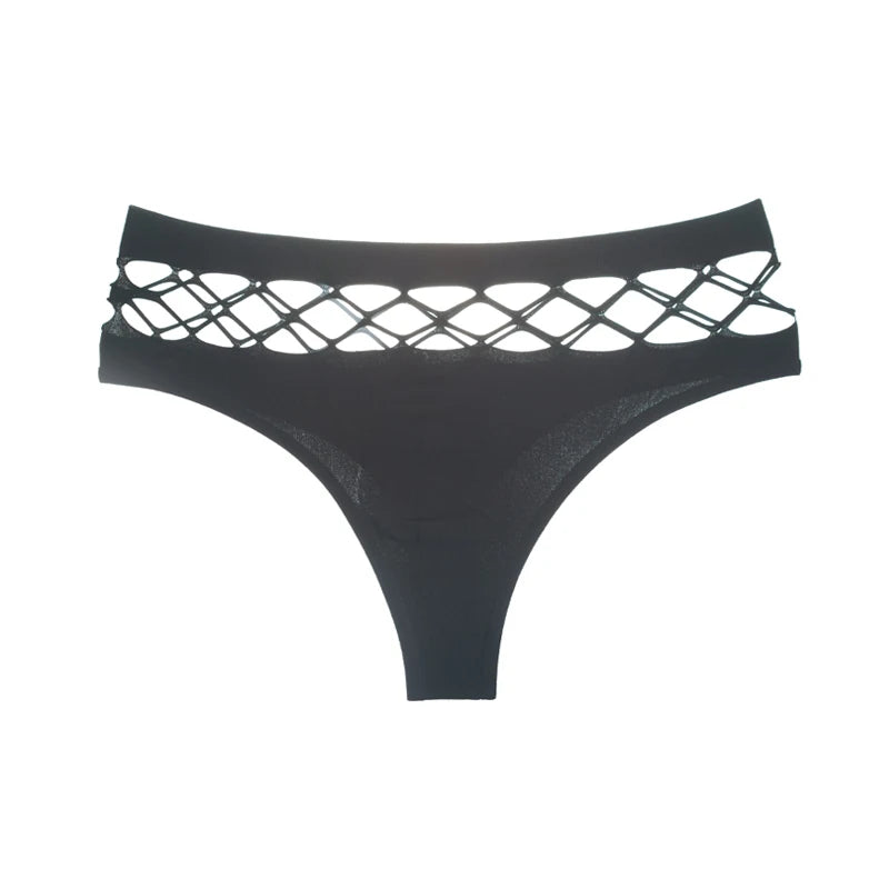 Elegant Hollow Out Seamless Sexy Panties - European Mid-Waist G-String