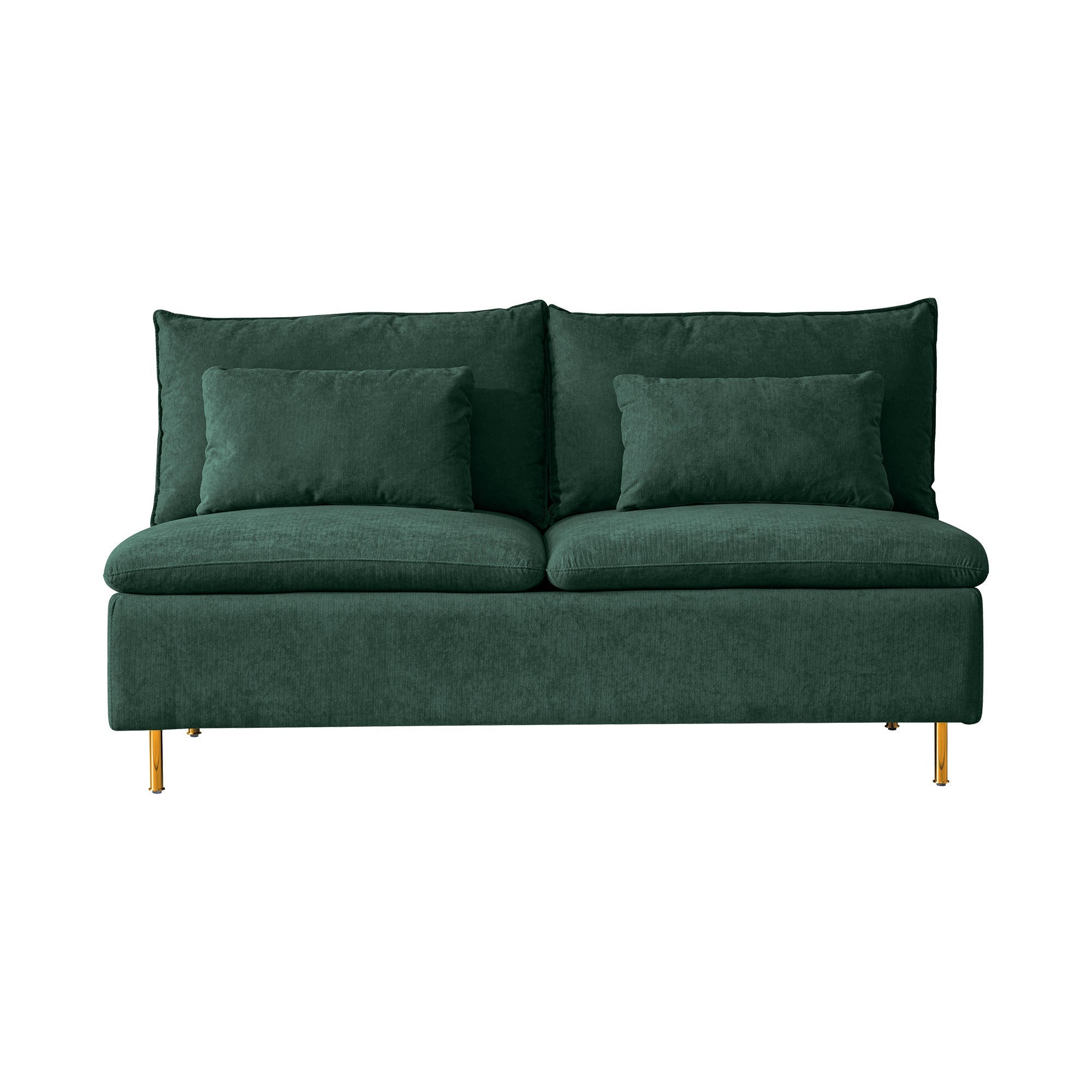 Emerald Cotton Linen Armless Loveseat Settee Bench - 59.8