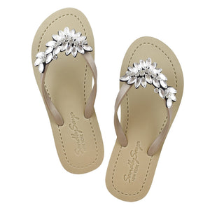 Manhattan Crystal - Rhinestone Embellished Flat Flip Flops