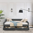 Queen Daybed with Drawers, Tufted Upholstered Sofa Bed, Copper Nails