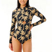 Maillot de Bain Floral Rash Guard à Manches Longues et Monokini Grande Taille